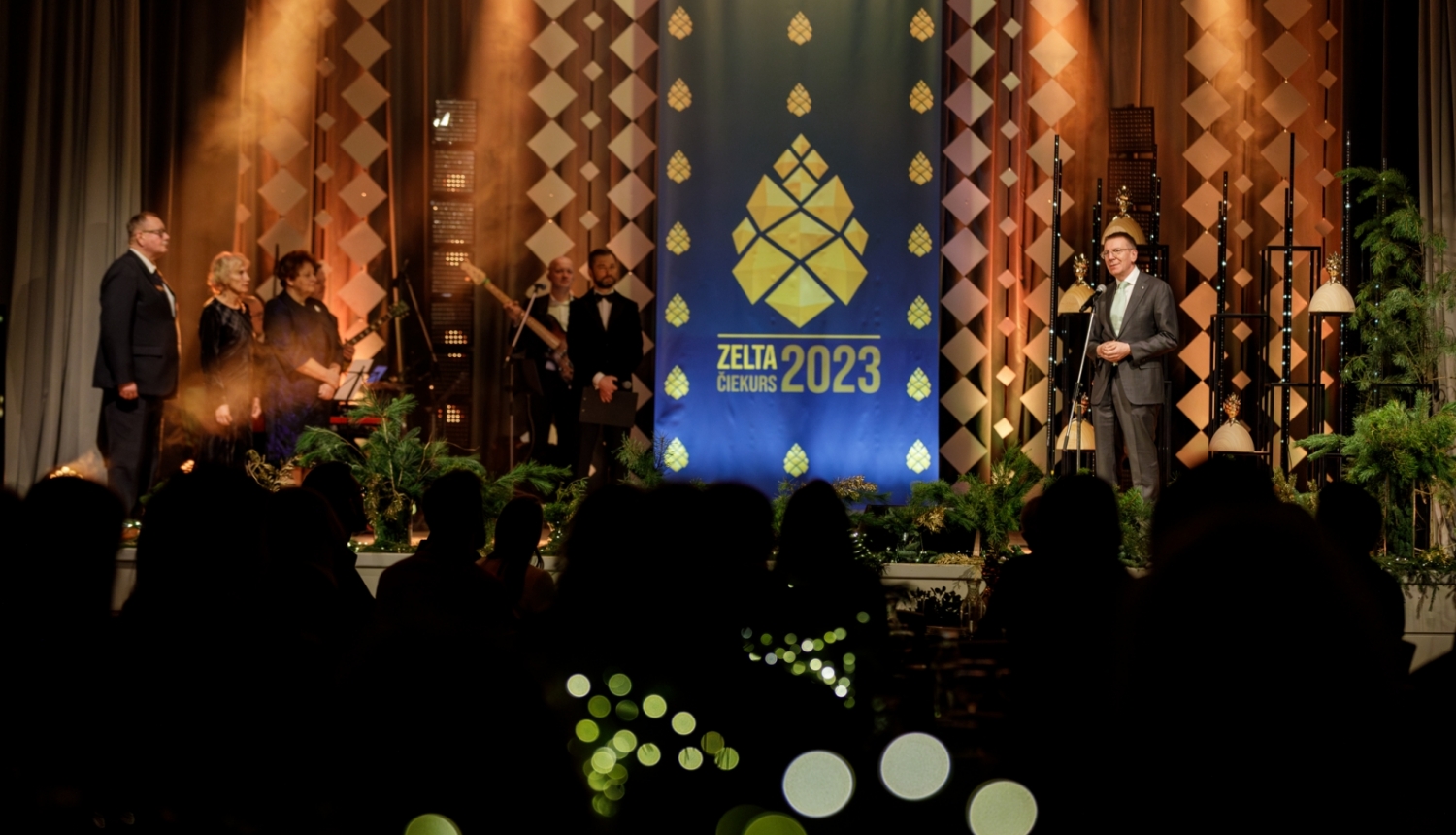 07.12.2023. Valsts prezidenta Edgara Rinkēviča dalība meža nozares gada balvas “Zelta čiekurs 2023” laureātu godināšanā.