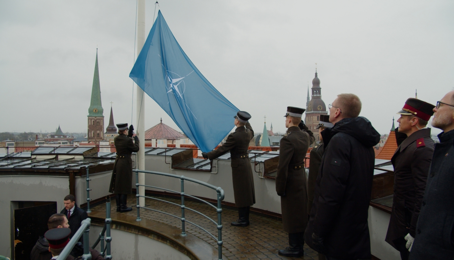 29.03.2024. NATO karoga pacelšanas Rīgas pils Svētā Gara tornī